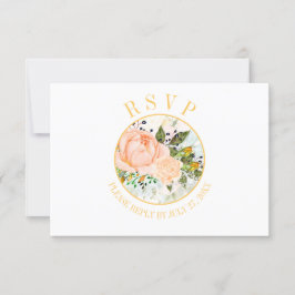 Peach Rosa Rosebuds Amarelos Frame RSVP