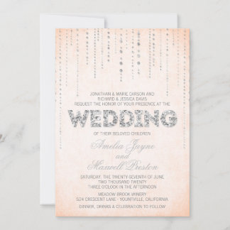 Peach & Silver Glitter - Convite De Casamento