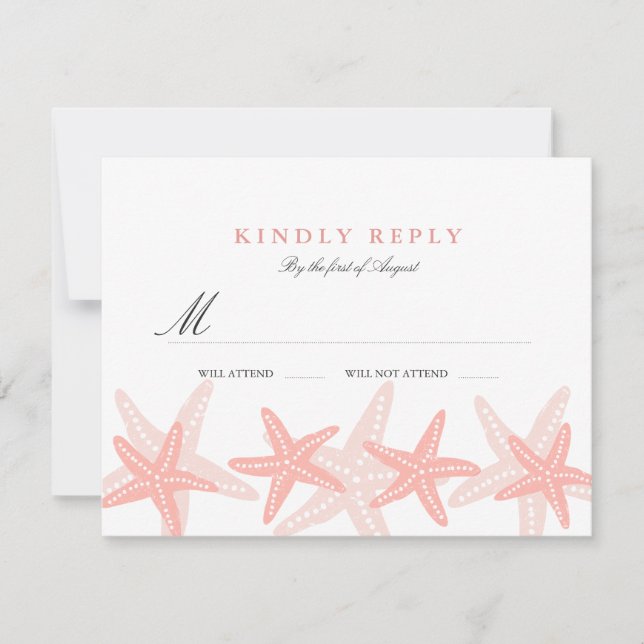 Peach Starfish Beach Weding RSVP (Frente)