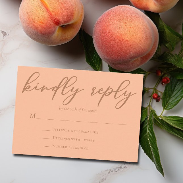 Peach Summer Wedding Trendy Kindly Responde RSVP (Criador carregado)