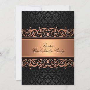 Peach Swirl Damask  Convite à Festa de solteira