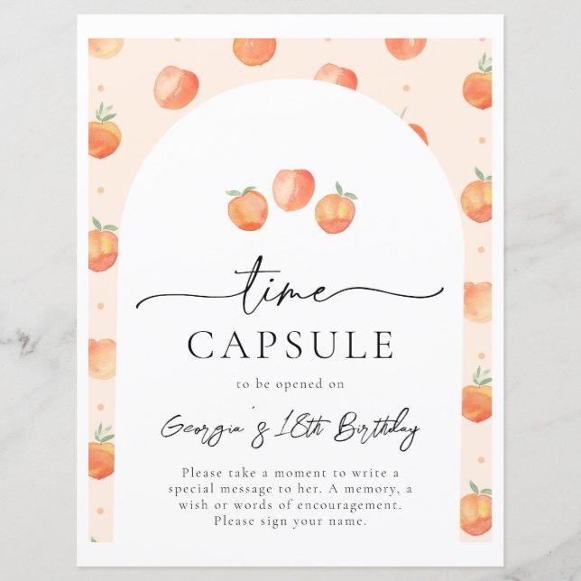 Peach Time Capule Sign | Sinal de Peach Party (Frente)