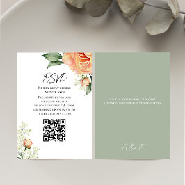 Peach Watercolor Floral QR Code RSVP