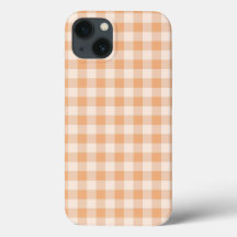 Peach White Checkered Gingham Patterno