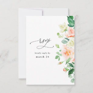 Peach & White Floral w RSVP de Refeições