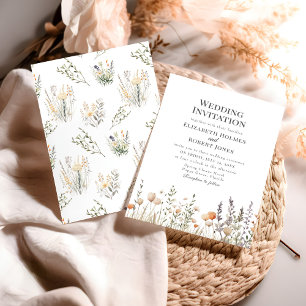Peach Wildflower Meadow Convite de casamento