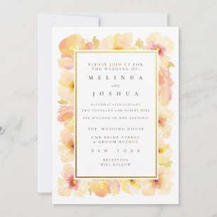 Pêaches Cream Dourado Foto Convite para Casamento