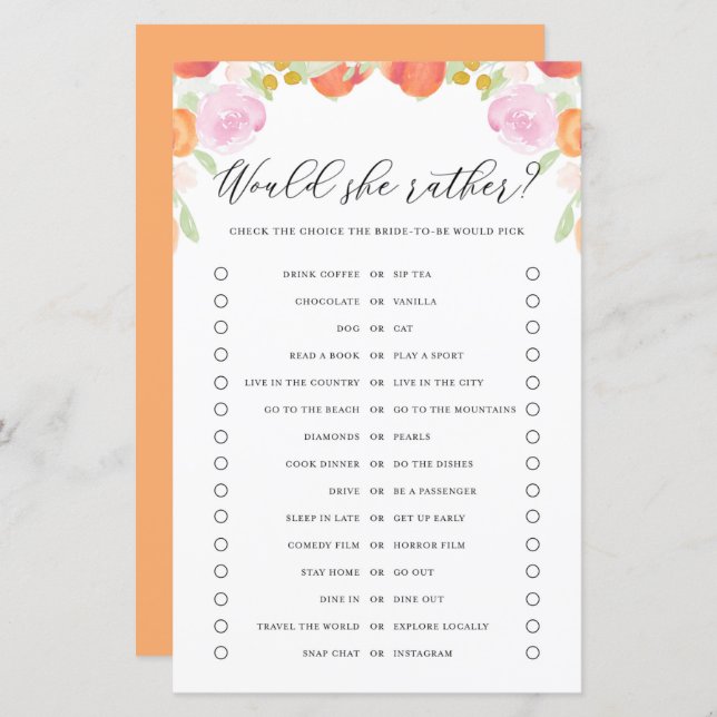 Peaches Floral faria o jogo de Chá da Preferencial (Frente/Verso)