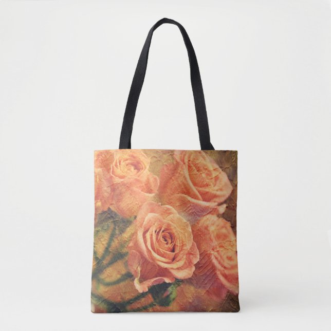 Peachy Orange Rosa Art Tote Bag (Frente)