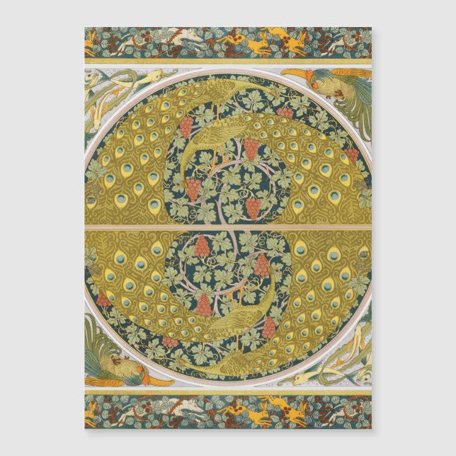 Peacock Art Nouveau Estilo redondo intrincado desi (Frente)