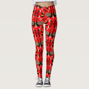 Peacock Bird Folk Art. Leggings