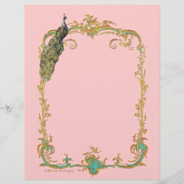Peacock com Papel de Carta Dourado (Frente)