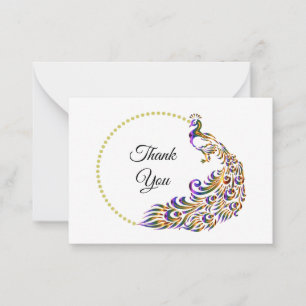 Peacock Decorativo Obrigado Cartões