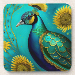 Peacock e Duro de girassol Porta copos de plástico