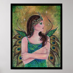 Peacock Fairy fantasma art poster por Renee