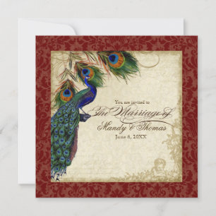 Peacock & Feather Formal Convite de casamento Borg
