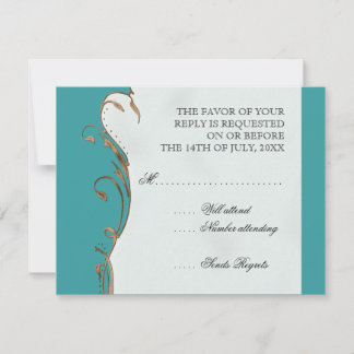 Peacock Feather n Swirls - Convite para Casamento