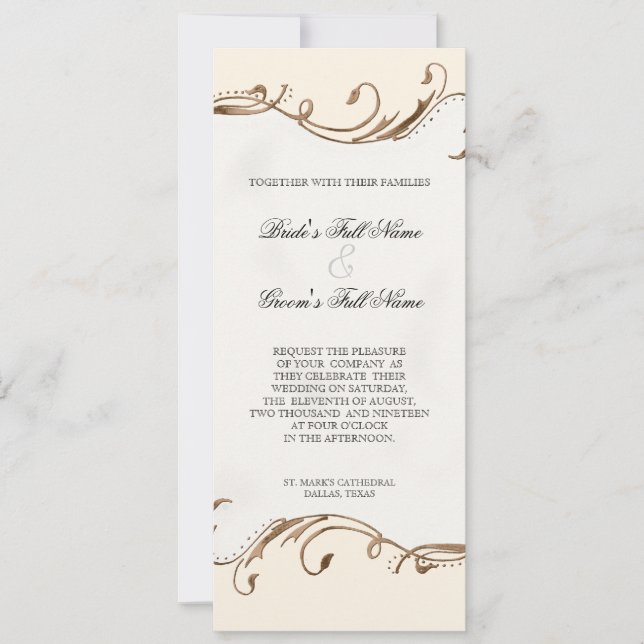 Peacock Feather n Swirls - Convite para Casamento (Frente)