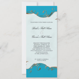 Peacock Feather n Swirls - Convite para Casamento