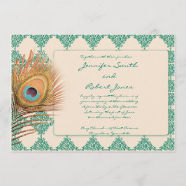 Peacock Feather sobre o Convite para Casamento de