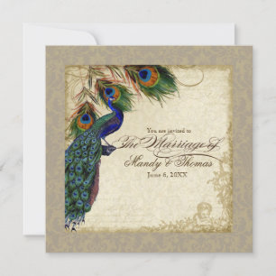 Peacock & Feathers Convite de casamento Formal Tau