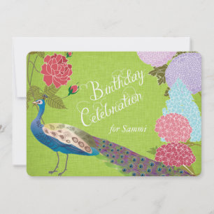 Peacock Floral sobre o Convite de Aniversário de