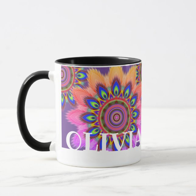 PEACOCK inicial - caneca de café Mandala (Esquerda)