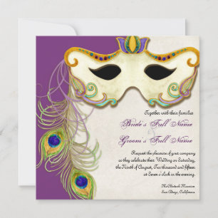 Peacock Mascarada Mask Ball - Convite de Casamento