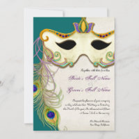 Peacock Mascarada Mask Ball - Convite de Casamento