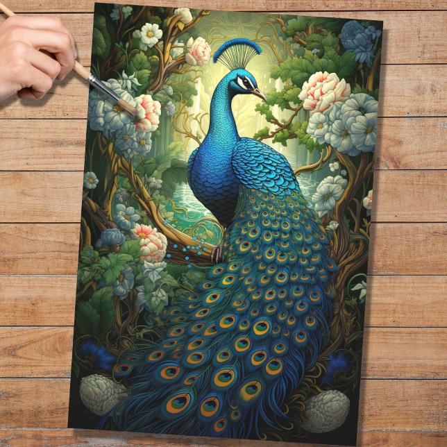 Peacock no Papel de Decoupage da Tapeçaria 1 (Criador carregado)