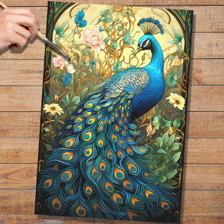 Peacock no Papel de Decoupage da Tapeçaria 3