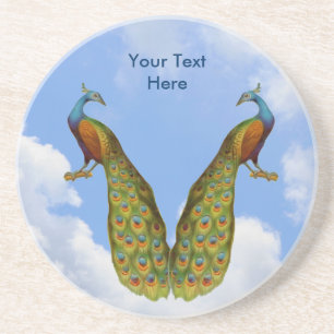 Peacock Pair Art Personalizável Porta copos Animal
