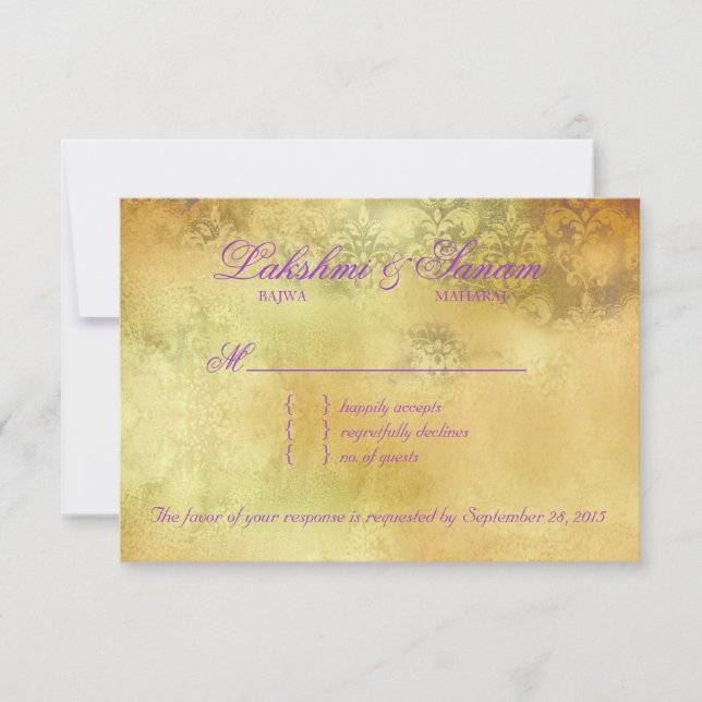 Peacock RSVP Reply Cream Roxo (Frente)