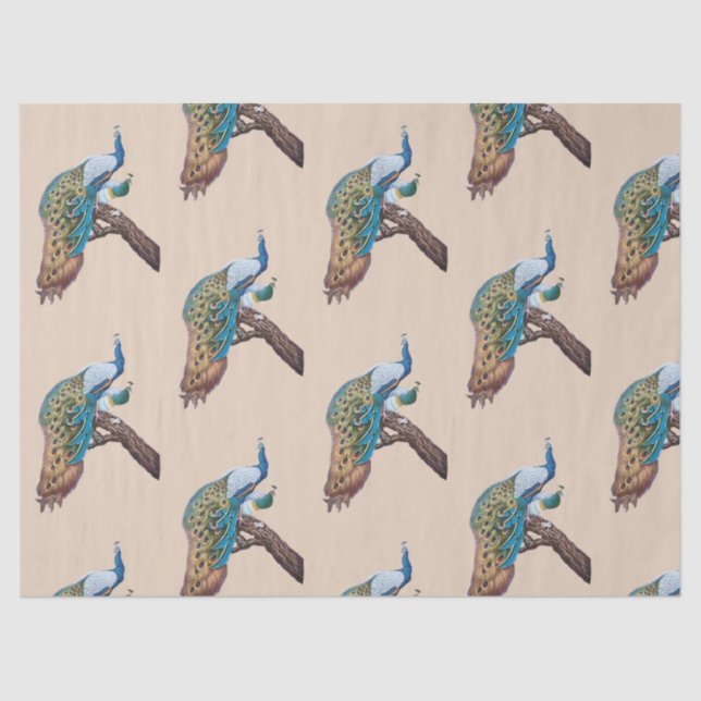 Peacock Series Design 9 Papel de Tecido Castanho (Frente )