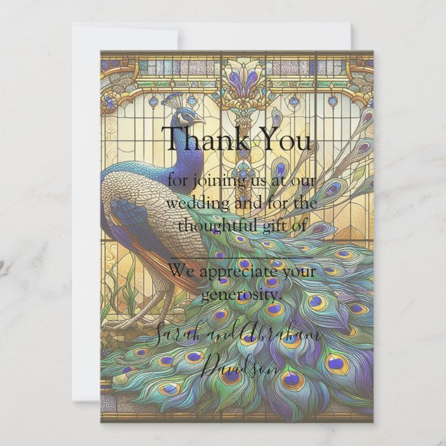 Peacock Vidro Arranjado Pré-Cheio Cartões De Agrad (Frente)