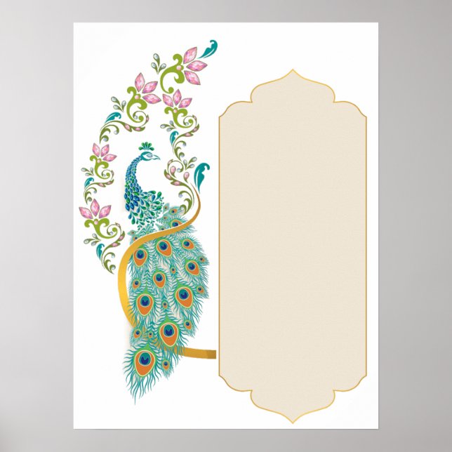 Peacock Wedding Poster (Frente)