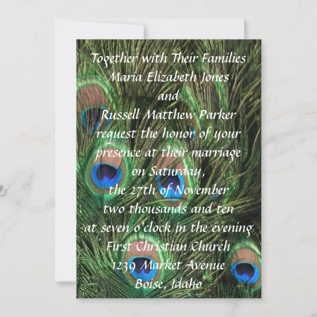 Peacocks de Convites de Casamento (Frente)