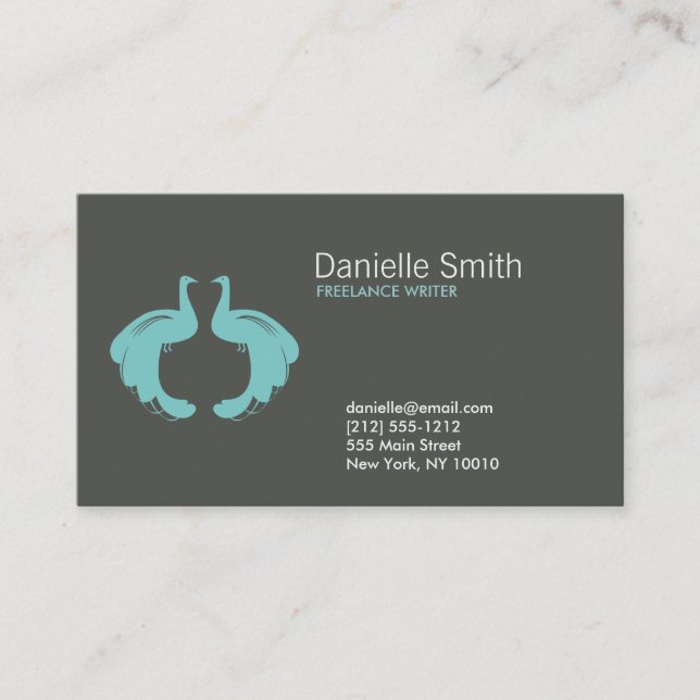 PEACOCKS na Cartão de visita AQUA (Frente)