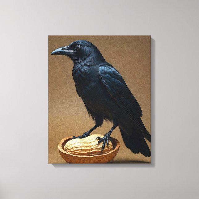Peanut Lovers Crow-Raven Canvas Wall Art (Frente)