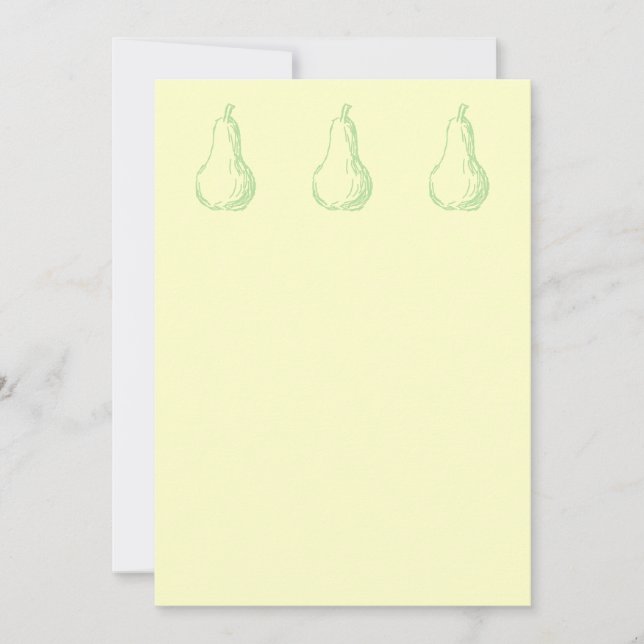 Pear Sketch. Desenho de linha em verde-claro. (Frente)