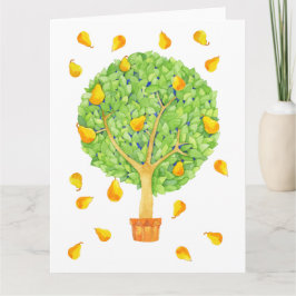 Pear Tree Pears Vazio Grande Cartão de Saudação