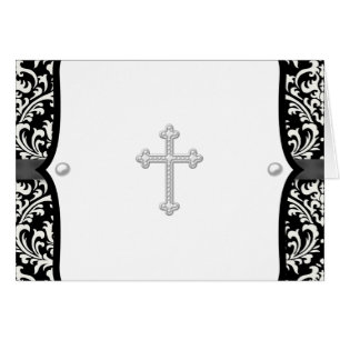 Pearl Cross e Black Damask Obrigado Cartões