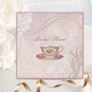 Pearl Lace cor-de-rosa penteado Convite de festas 