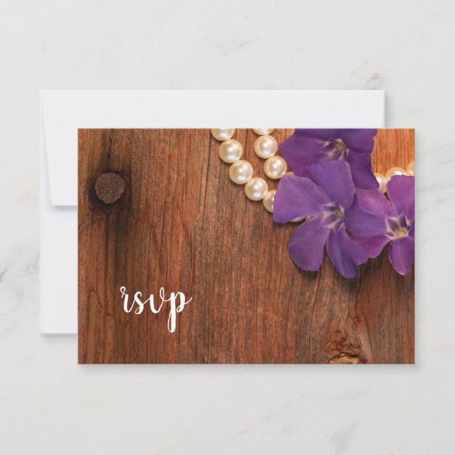Pearls Barn Wood Wedkle RSVP (Frente)