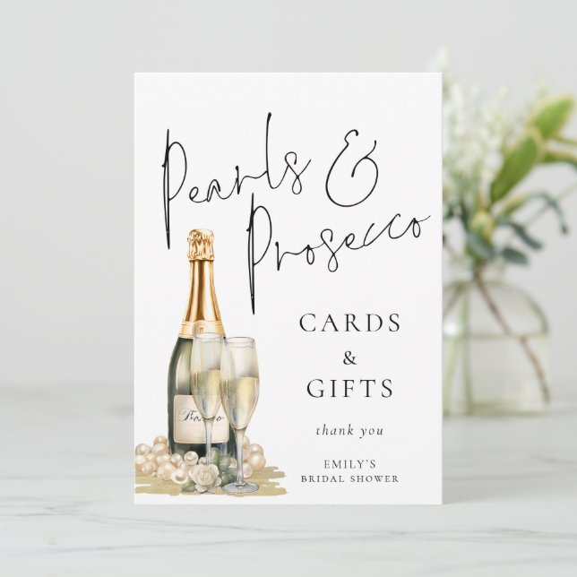 Pearls Cartões Prosecco Oferece Chá de panela de S (Em pé/Frente)