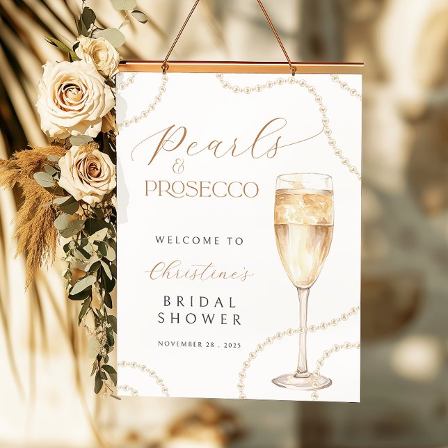 Pearls Prosecco Bridal Shower Poster Sign Digital (Criador carregado)