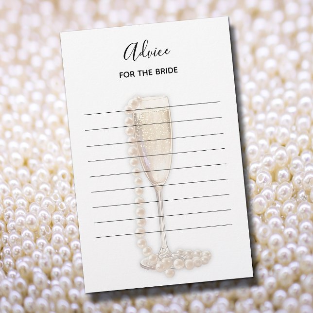 Pearls & Prosecco Chá de panela Advice para Noiva (Pearls & Prosecco Advice for the Bride Game, 5.5" x 8.5" light weight sheets)