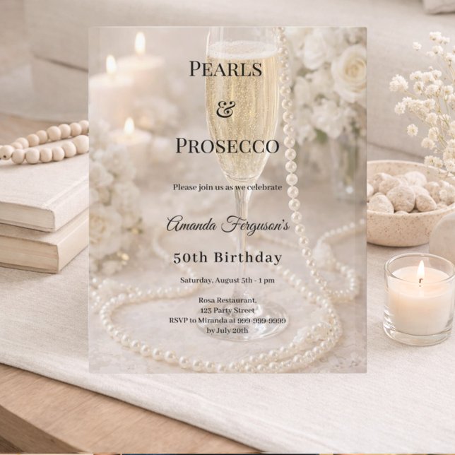 Pearls Prosecco Champagne birthday invitation (Criador carregado)