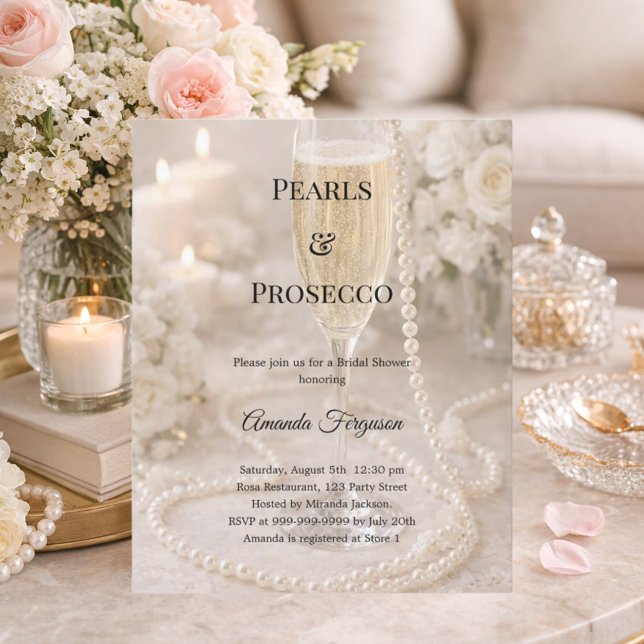 Pearls Prosecco luxury Bridal Shower invitation (Criador carregado)