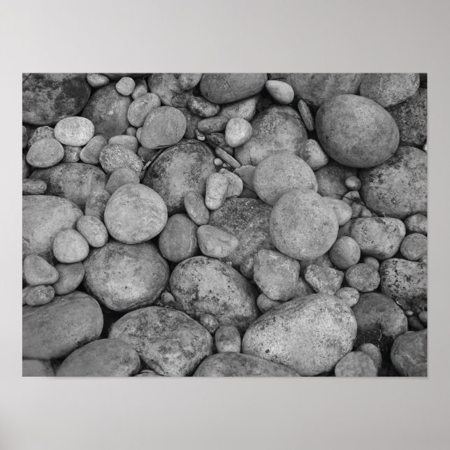 Pebble stones foto poster a preto e branco (Frente)